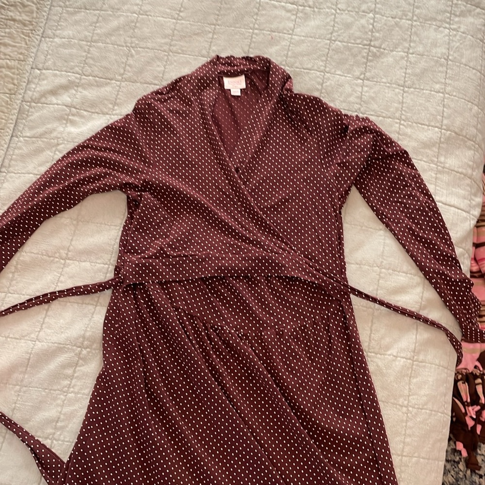 Boob Nursing Wear wrap dress maroon and white